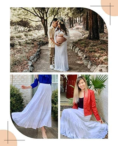 NASHALYLY Women's Chiffon Elastic High Waist Pleated A-Line Flared Maxi Skirts thumbnail 6