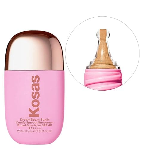 Kosas DreamBeam Water Resistant Sunscreen SPF 40 - Smooth Liquid Sun Protection for Face Lightweight Makeup Base w/Hyaluronic Acid, Ceramides & Peptides - Golden Glow, Sunlit, 40 ml - Sunlit thumbnail 2