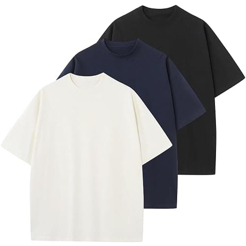 KEEPSHOWING Men's Cotton T-Shirts Oversized Unisex Short Sleeve Crew Neck Loose Basic Tops Solid Athletic Tee - Image 1