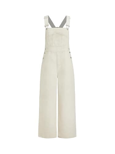 CIDER Overalls for Women Denim Leopard Pocket Buckle Up Wide Leg Jumpsuit - Image 1