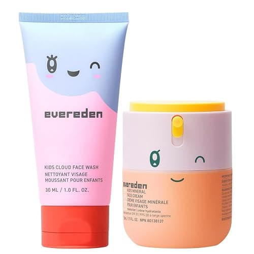 Kids Happy Morning DUO: Clean & Vegan Skin Care for Kids Bundle | Skin Care Cloud Face Wash + SPF 20 Mineral Face Cream | Non-Toxic | Non-Comedogenic | Fun | Easy-to-Use Skincare - Image 1