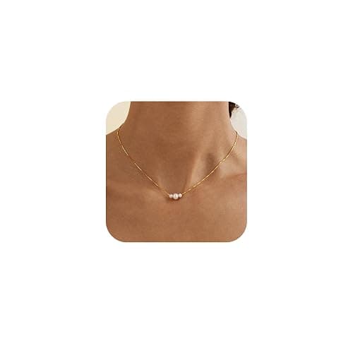 Decholly Gold Pearl Necklaces for Women Trendy, 14K Gold Plated Dainty Necklace Simple Layered Pearl Necklaces for Women Trendy Wedding Birthday Jewelry - Image 1