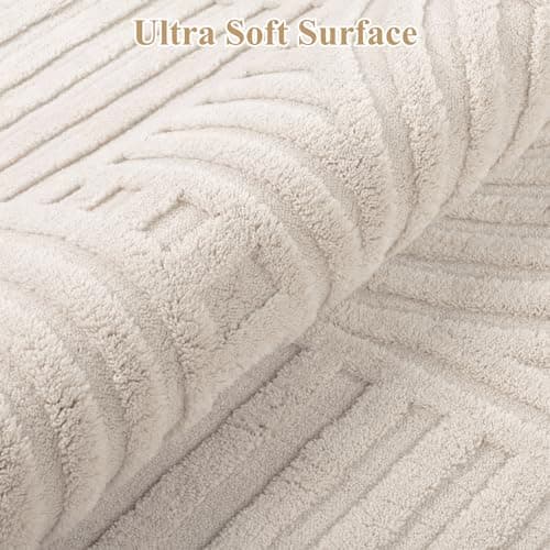 Pauwer 5x7 Washable Area Rugs for Living Room Modern Beige Solid Color Soft Fluffy Rugs for Bedroom Non Slip Boho Accent Indoor Mat Floor Carpet Cover for Kids Room Dining Room Kitchen Office thumbnail 3