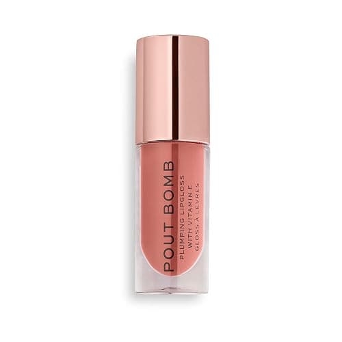 Revolution, Pout Bomb Plumping Lip Gloss, High Shine, Rich Glossy Pigment, Infused with Vitamin E, Kiss Nude, 0.15 fl oz thumbnail 3