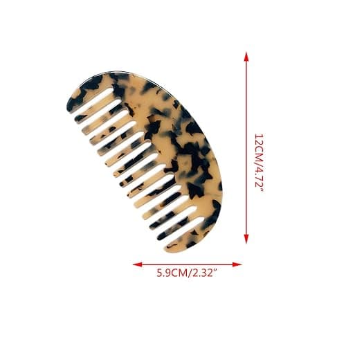 Cherjoury Wide Tooth Hair Comb Marble Acetate Anti-Static Detangling Hairbrush Jade White thumbnail 7