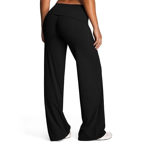 Aoxjox Women's Workout Athlenza Fold Over Waist Straight Leg Bottoms Lumastretch™ Gym Yoga Pants 31"/33"/35" thumbnail 2