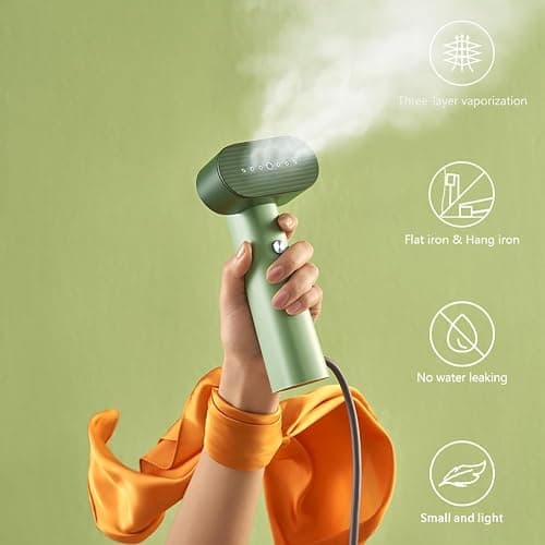 nexdoo G6 2-in-1 Portable Steamer for Clothes and Iron for Clothes, Just 0.7lbs Lightly, 10 Minutes of Continuous Steam, 900W Light Steamer for travel and home (pink) thumbnail 3