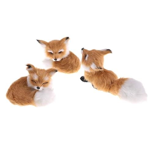 GUDVES Simulation Brown Fox Toy Furs Squatting Fox Model Home Decoration and Kids' 6-Inch Plush Mini Fox (Pitching) thumbnail 5