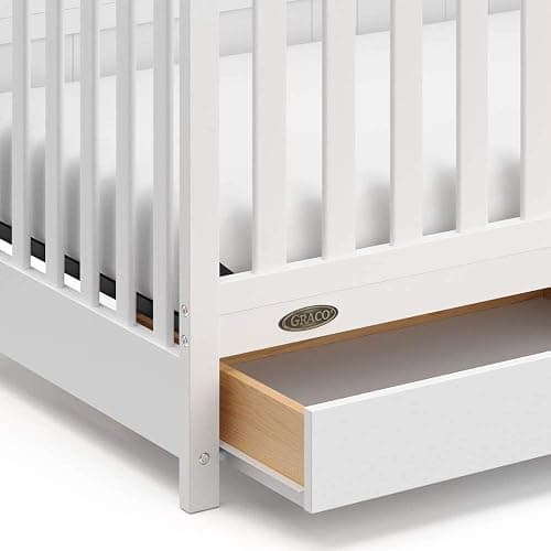 Graco Hadley 5-in-1 Convertible Crib with Drawer – GREENGUARD Gold Certified, Fits Standard Crib Mattress, Converts to Toddler Bed, Daybed and Full Bed, 4 Adjustable Mattress Heights (White) thumbnail 17