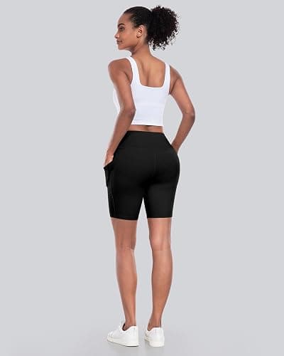 CHRLEISURE Womens Biker Yoga Shorts with Pocket, High Waisted Tummy Control 5 Inch Workout Spandex Athletic Gym Shorts thumbnail 5