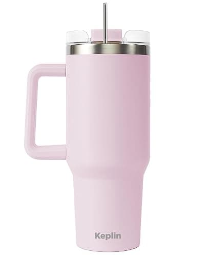 Keplin 40 oz / 1200 ml Insulated Travel Tumbler – Double Wall Stainless Steel Cup with Leak-Proof Lid, Thermal Flask Keeps Drinks Hot & Cold, Dishwasher Safe, Fits Car Cup Holders - Cream Pink - Image 1