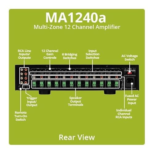 Dayton Audio MA1240a Multi-Zone 12 Channel Amplifier thumbnail 2