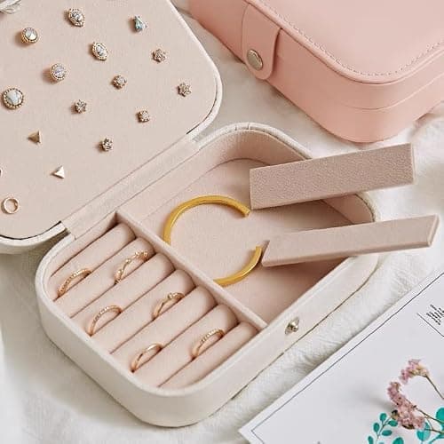 Fincekoom Personalized Jewelry Box Gifts for Women Custom Travel Jewelry Case Organization Leather Customized Birthday Anniversary Bridesmaid Gifts thumbnail 5