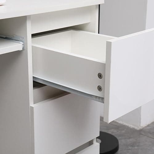 LSBIKE White Desk with 6 Drawers High Gloss Computer Desk Table Dressing Table with Drawers Home Office Writing Study Standing Desk with Storage Drawer 120x50x70cm (White) thumbnail 5