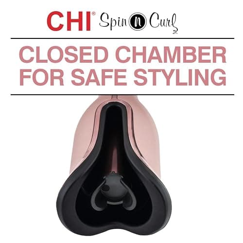 CHI Spin N Curl, Curling Iron For Healthy & Shiny Effortless Curls & Waves, Provides Preset Temperature Settings For Each Hair Texture, Rose Gold thumbnail 3