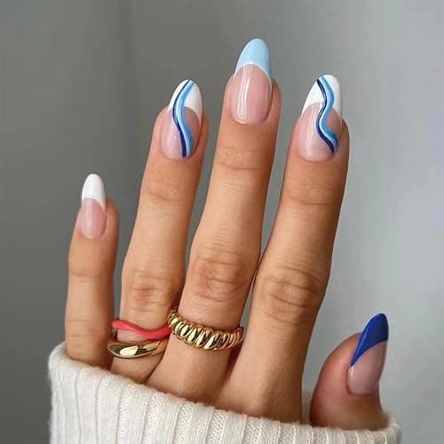 6 Pack Press on Nails - Almond, French Tip, Swirl, False, Gel - 144 Pcs, 12 Sizes, 6 Styles thumbnail 2