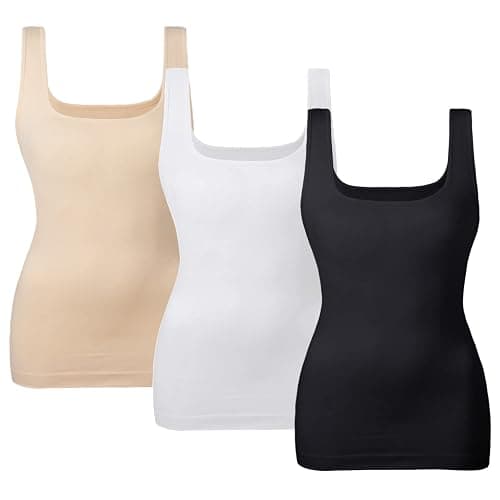 EUYZOU Women's Tummy Control Shapewear Tank Tops Seamless Square Neck Compression Tops Slimming Body Shaper Camisole - Image 1