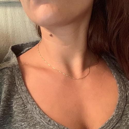 Eben-Ezer 18K Gold Box Chain Choker Initial Necklace Multi-Color Zircon Letter Pendant Script Name Custom Necklace for Women Gift Alphabet 26 A-Z thumbnail 4