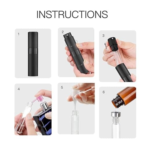 Toureal Travel Perfume Atomiser Refillable, 8ml Atomiser Spray Bottle,Black | Empty aftershave dispener, twist up cologne decanter, for fragrance,mini pocket size, portable, leak-proof, for men & women thumbnail 6