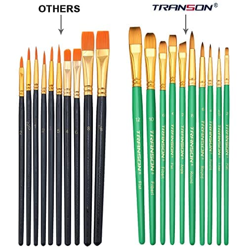 Transon 20pcs Artist Painting Brush Set for Acrylic Watercolor Gouache Hobby Craft Face Rock Painting Green thumbnail 4