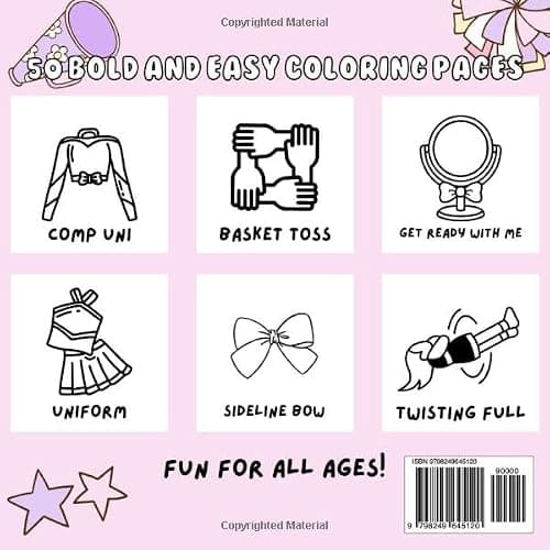 Cheer! Cheerleading: Coloring Book for Kids & Teens with a Cheerleading Theme Featuring Stunts, Uniforms, Jumps, Pom Poms and more thumbnail 2
