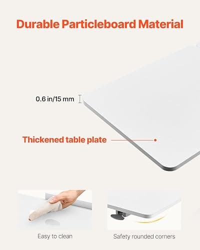 VEVOR Overbed Table, Mobile Bed Side Table with Flip Desktop and 4 Hidden Wheels, Height & Angle Adjustable Rolling Laptop Desk with Cup Holder, Portable Over Bed Desk for Home, Office, Study, White thumbnail 7