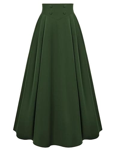 Scarlet Darkness Victorian Skirts for Women Renaissance High Waisted Long Skirt with Pockets - Image 1