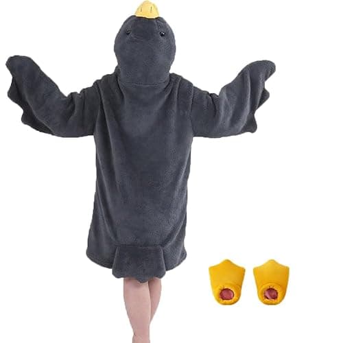 Wearable Goose Blanket Hoodie Onesie,Duck Oversized Blankets Hooded Costume for Adult & Kid,Warm Cozy Sleeping Bag - Image 1