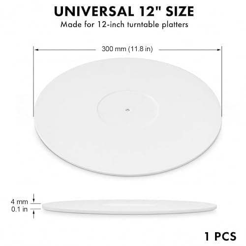 QWORK® Tapis de Platine Vinyle Acrylique 30cm, Blanc Épaisseur 4mm Tapis pour Basses Définies et Résonance Réduite thumbnail 5