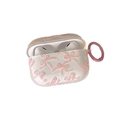 Compatible with AirPods 4 Case Clear Cute Bow Pattern for Girls Women Shockproof Drop Protection Scratch Resistant Case Cover with Keychain, Pink - Image 1