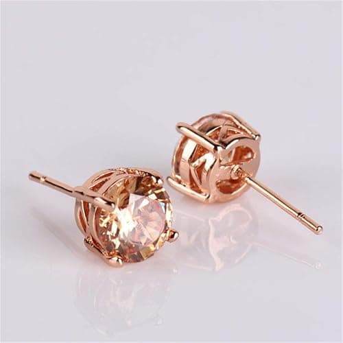GULICX Rose Gold Tone Yellow Crystal Royal Journey Jewelry Eternity Stud Earring thumbnail 3