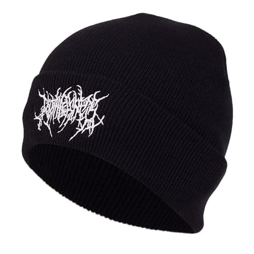 Gothic Beanie Hats for Women Men Grunge Emo Accessories Harajuku Y2k Punk Streetwear Winter Warm Hat Knitted Soft Cap thumbnail 4
