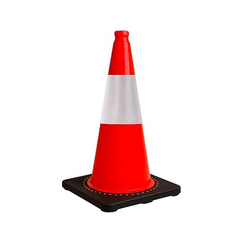 50CM Traffic Cone - Orange | PVC Road Safety Cone with Weighted Base | High Visibility Reflective Street Cone | Portable Wind-Resistant Traffic Cone with Black Base - 1 Cone - Image 1