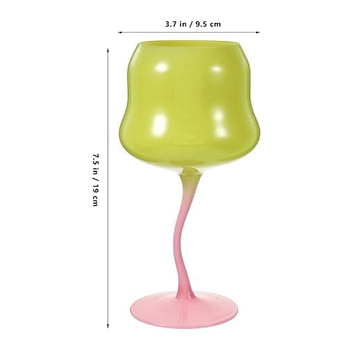 Amosfun Rose Cocktail Glasses Cute Wine Goblet Decorative Stemmed Cup Colored Shaped Glassware for Wine Drinks Ice Cream Dessert Yellow - Yellow thumbnail 3