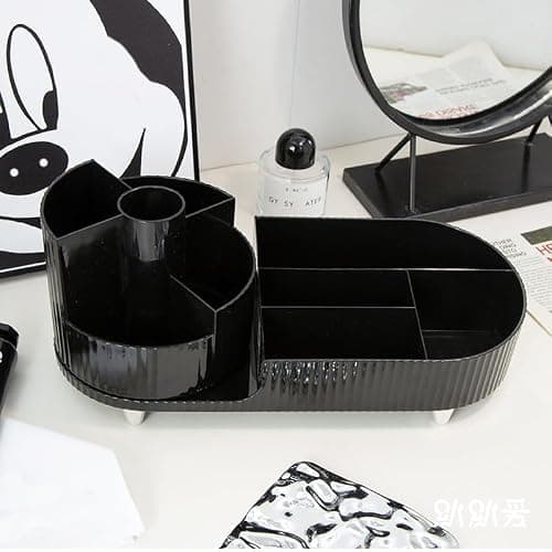 Makeup Organizer Countertop Rotating Makeup Organizer for Vanity Large Capacity Cosmetic Display Case with Makeup Brush Holder Cosmetic Organizer Countertop（Black） thumbnail 7