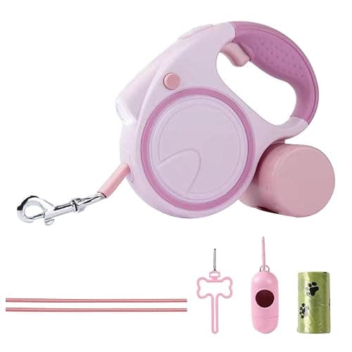 Best Dog Supplies | Pink Retractable Dog Leash with Light, Poop Bag Dispenser, Poop Bag Holder, 2 Elastic Ropes | Set of 4 thumbnail 5