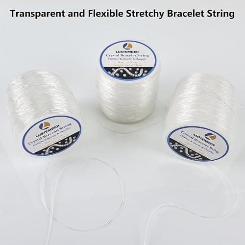 0.8 mm Stretchy Bracelet String, 3 Rolls Durable Elastic String, Clear Bead Cord for Bracelets, Necklaces, Beading, and Jewelry Making (300 m) thumbnail 6