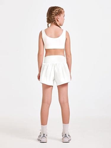 Haloumoning Girls Athletic Shorts Kids Qucik Dry High Waisted 2 in 1 Running Biker Shorts with Pockets 5-14 Years thumbnail 3