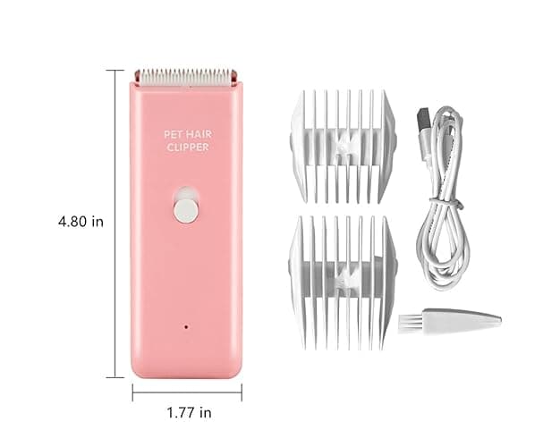 Tileon Dog Clippers,Quiet Washable USB Rechargeable Cordless Dog Grooming Kit,Electric Pets Hair Trimmers Shaver Shears for Dogs and Cats Pink thumbnail 2