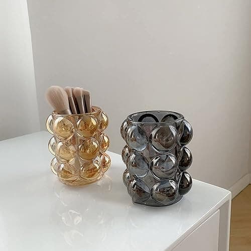 SLHEQING Glas Make up Pinselhalter Vintage Kosmetik Organizer zur Aufbewahrung von Pinsel, Eyeliner, Lippenstift, Zahnbürsten, Stift und Mehr thumbnail 4