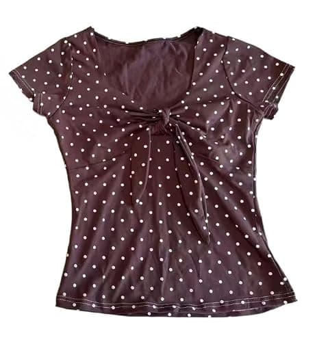 Womens Y2K Sweet Japanese Kawaii Pastel Stripe Print Henley T Shirt Cute V Neck Soft Aesthetic Casual Fitted Baby Tee - Image 1