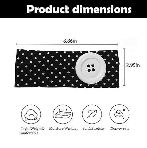 Weazppre 5 Pieces Wide Stretchy Metal Grommet Hair Accessories, Rock Style Black and White Design Fashionable Metal Hairbands for Sports and Casual Y2K Daily Looks thumbnail 2