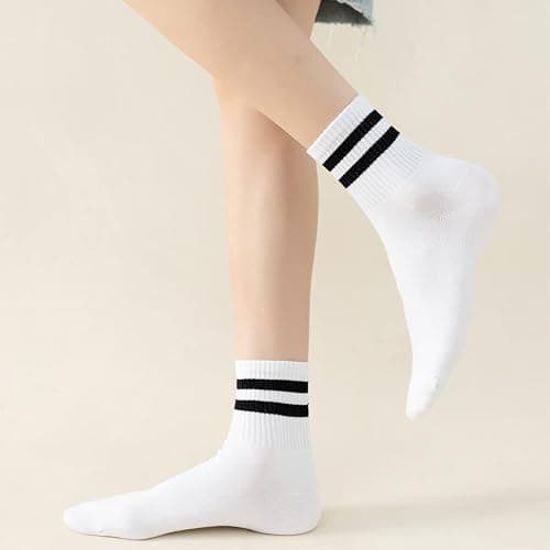 Digoon 6 Pairs Fashion Striped Athletic Socks for Women,Casual Cute Vintage Crew Socks,All Season Socks for Women thumbnail 6