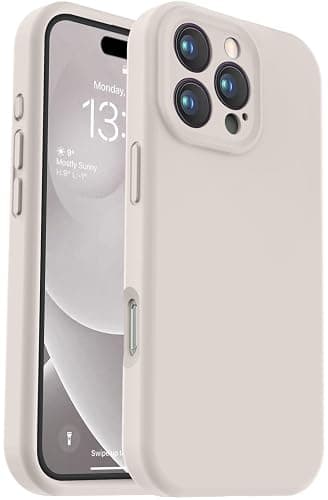 Vooii Compatible with iPhone 16 Pro Max Case, Liquid Silicone Upgrade [Camera Protection] [Soft Anti-Scratch Microfiber Lining] Shockproof Phone Case for iPhone 16 Pro Max 6.9 inch - Stone - Image 1