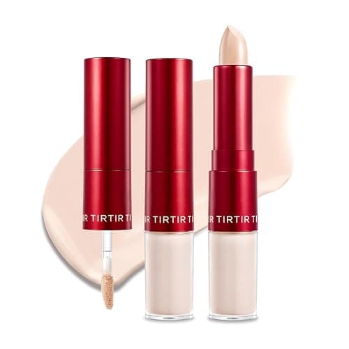 TIRTIR Glide&Hide Blurring Concealer - Creamy texture, Conceals dark circles and wrinkles, Dual formula (liquid tip & balm stick), Long-lasting wear, Korean Makeup, #1N, 0.28 Oz - Image 1
