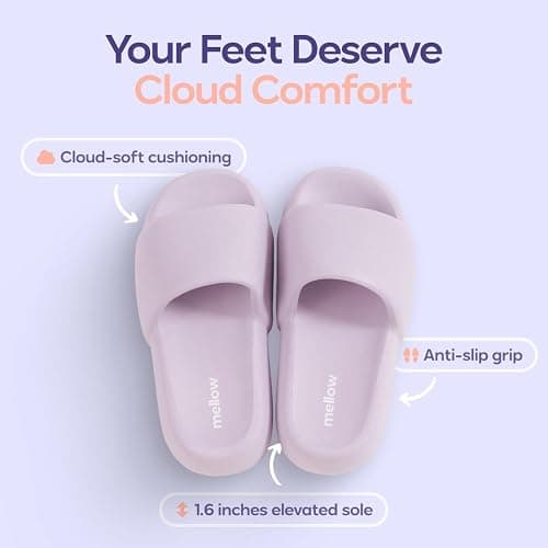 MellowSoft Cloud Slides for Women & Men, Thick Shock-Absorbing Sole | Ultra Soft CloudFoam Cushioning Slides, Lightweight Anti-Slip Recovery Sandals for Indoor & Outdoor Comfort thumbnail 2