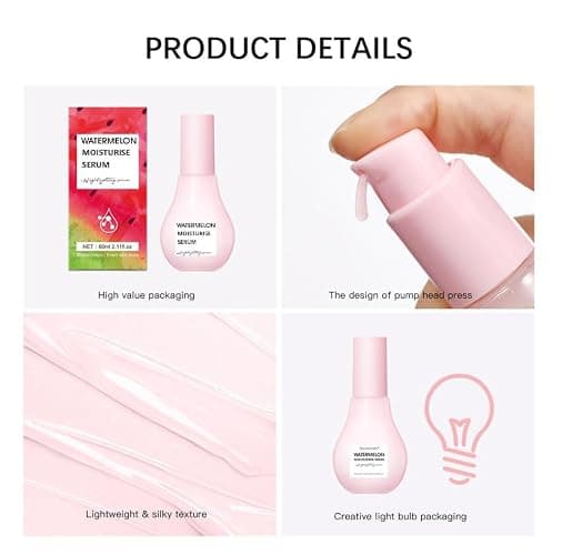 Watermelon Moisturizer Facial Serum, Hydrating Glow Priming Liquid Highlighter. thumbnail 7