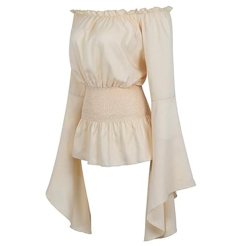 Grebrafan Gothic Blouse for Corset Pirate Women Off Shoulder Tops Shirt thumbnail 2