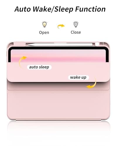 SQBEBS New Case for iPad Pro 12.9 inch 6th/5th/4th Generation 2022/2021/2020 with Pencil Holder, Smart Stand Case with Soft TPU Back Cover for iPad Air 13 inch 2024, Auto Sleep/Wake, Pink thumbnail 2