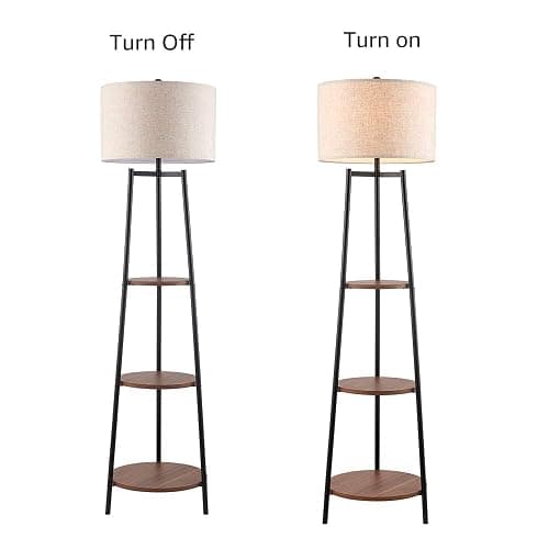 ROSEN GARDEN Floor Lamp, Standing Reading Light with Shelves and Fabric Shade, Modern Tall Pole Lamp, Accent Furniture Décor Lighting for Living Room, Bedrooms Black thumbnail 4